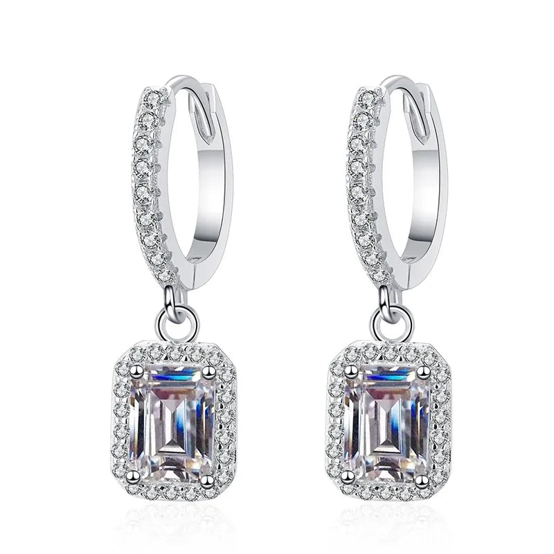 1carat Waterdrop Moissanite Hoop Earrings for Women D Color Pear/Heart/Oval Cut Halo Diamond Earring 925 Sterling Silver Jewelry