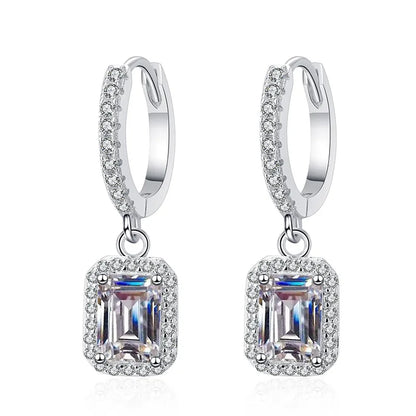 1carat Waterdrop Moissanite Hoop Earrings for Women D Color Pear/Heart/Oval Cut Halo Diamond Earring 925 Sterling Silver Jewelry