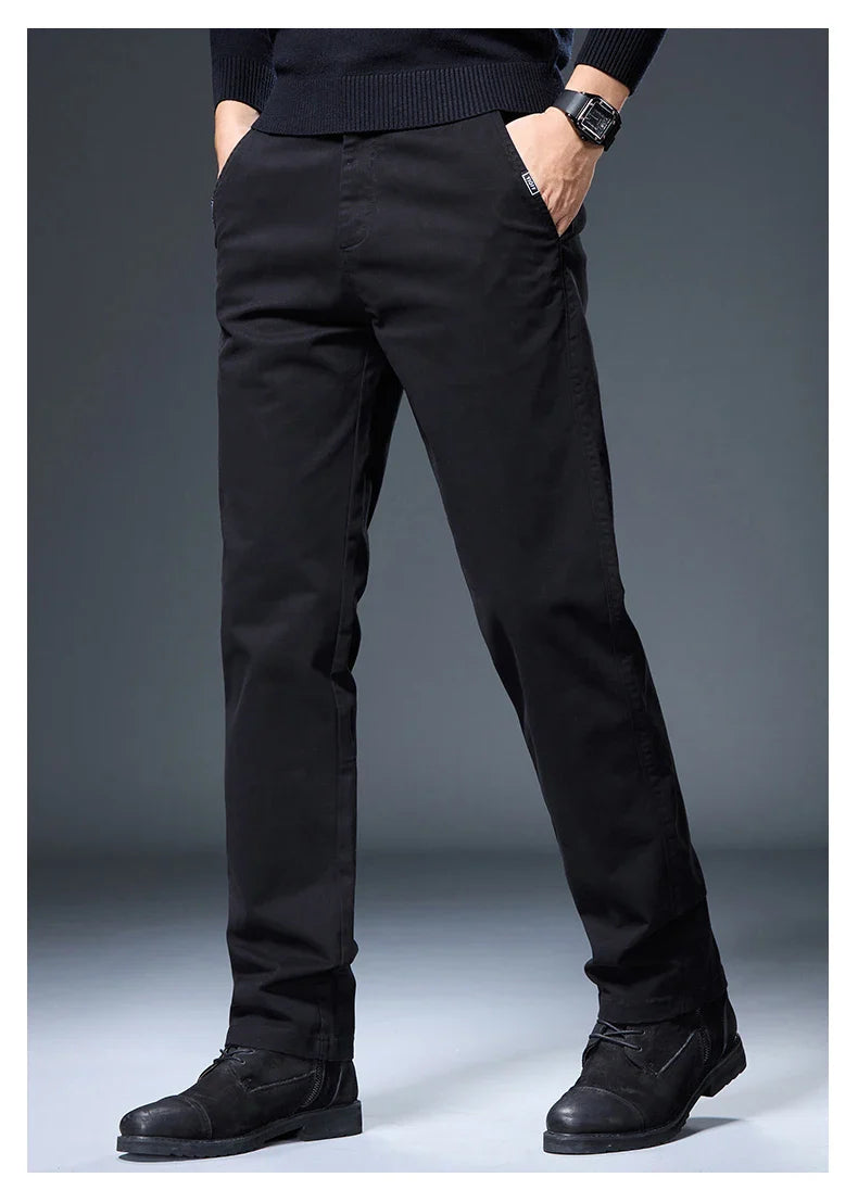 Spring Autumn Male Casual Pants Korean Mens Clothing Business Straight Work Trousers Solid Color Classic Versatile Man Pants