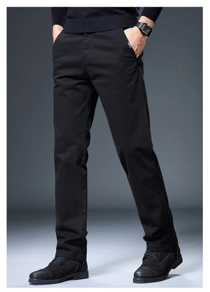 Spring Autumn Male Casual Pants Korean Mens Clothing Business Straight Work Trousers Solid Color Classic Versatile Man Pants