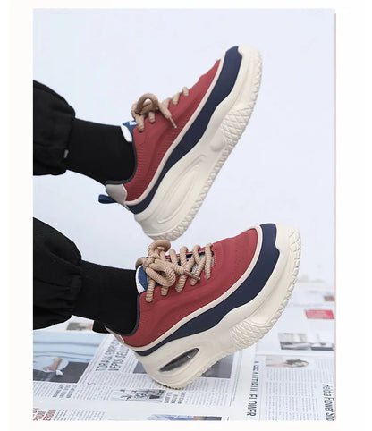Tênis Esportivo Casual Masculino, Tênis de Skate Moderno com Sola Grossa, Calçados Masculinos Confortáveis e da Moda Adequados para Uso ao Ar Livre