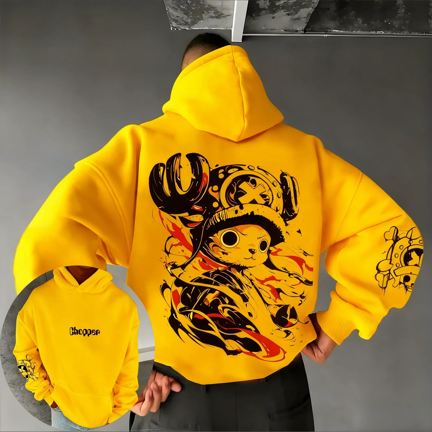 Men's Hoodies  New Tony Tony Chopper Anime Printed Loose Casual Street Hip Hop Parent Child Top