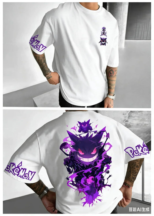 Anime Cotton Printed T-shirt Men Unisex Versatile Short-sleeved Parent-child Top
