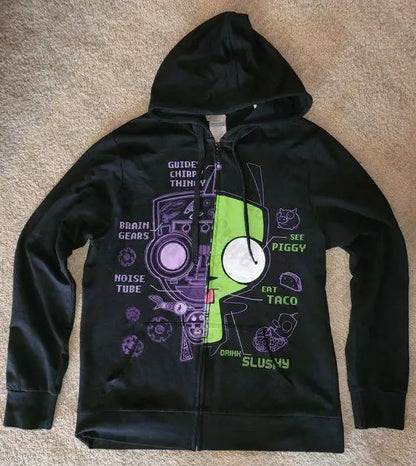 Aesthetic Clothing Zip Up Hoodies Women Sweatshirts Anime kawaii Hoodie Y2k Vintage Long Sleeve Grunge Hooded Shirt Harajuku Emo