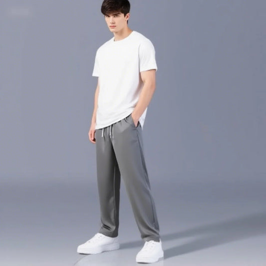 Summer men's ice silk quick drying casual pants slim fit Korean version ice silk pants sports pants straight tube quick drying p