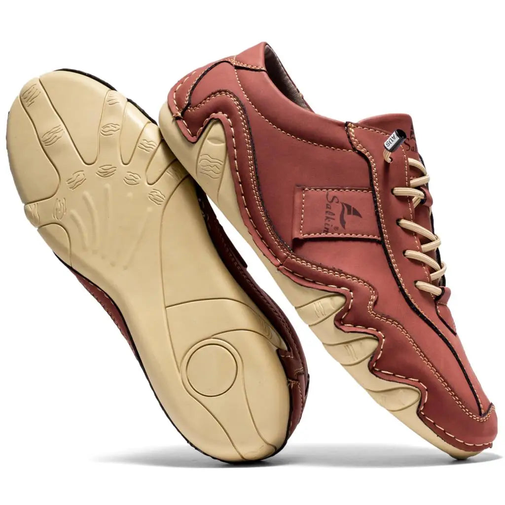 Spring Handmade Leather Casual Men Shoes Design Fashion Sneakers Man Loafers Breathable Soft Flat Shoes Driving Shoes