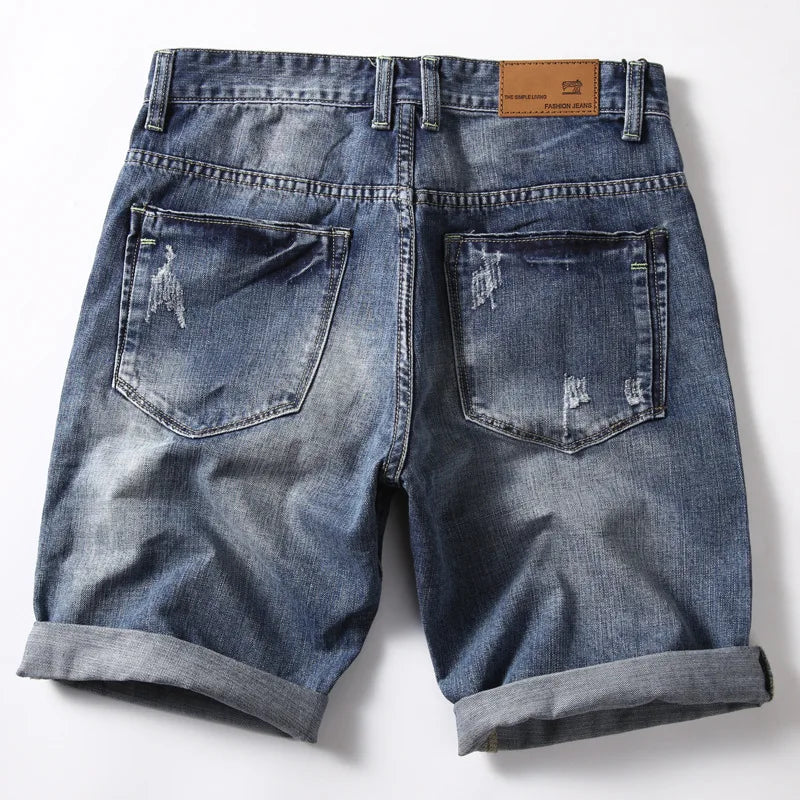 Men Gray Denim Shorts Jeans Pants Good Quality Men Cotton Knee Length Short Jeans New Summer Male Large Size Denim Shorts 42
