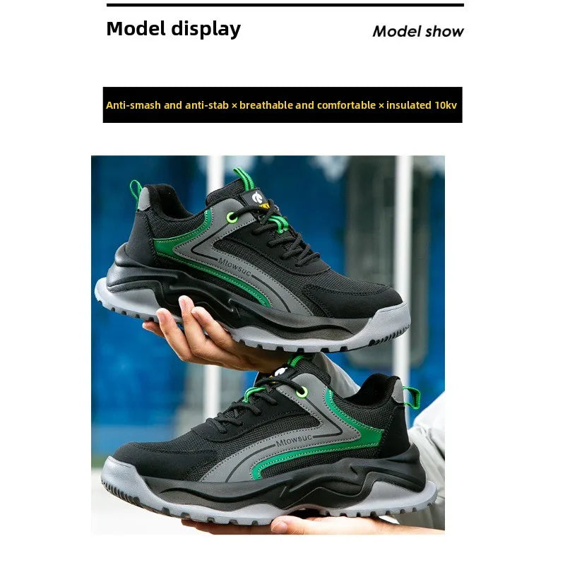 Men's Labor Protection Shoes Anti-Smashing Anti-Piercing Lightweight Breathable Wear-Resistant Safe Work Shoes