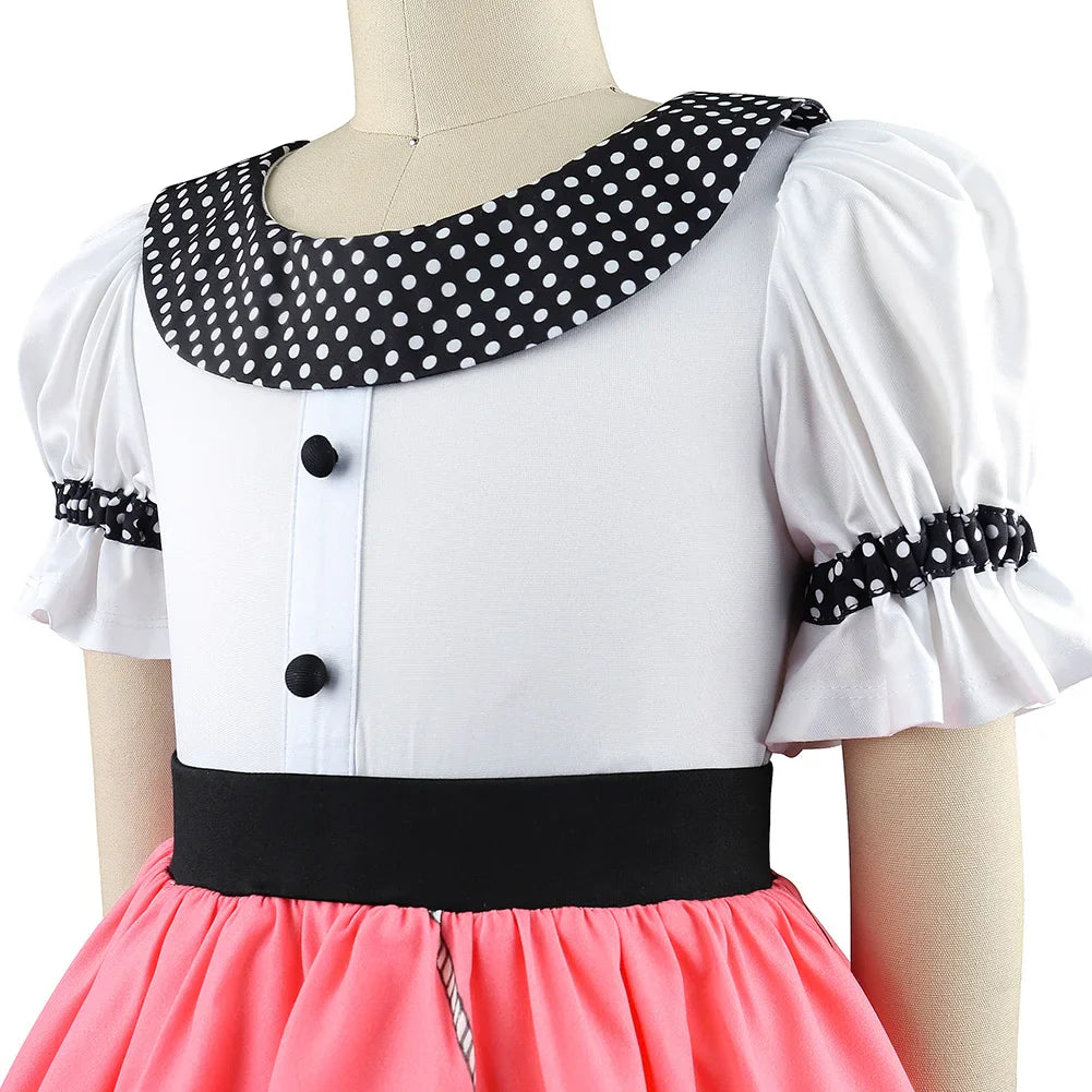 Girls Party Dresses Summer Dress Poodle Print Polka Dot Vintage Dress With Scarf Outfit Girls Casual Summer Dresses Birthday