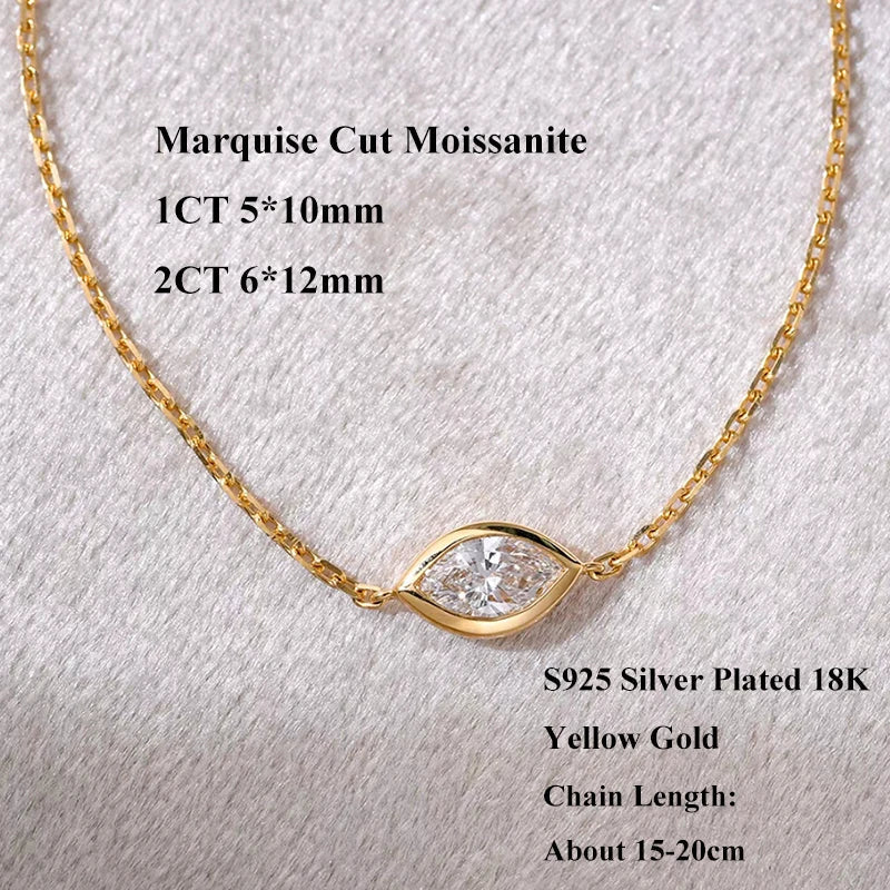Bezel Setting 1/2CT Pear Marquise Emerald Cut Moissanite Solitaire Link Bracelet Women 925 Silver Diamond Party Wrist Chain