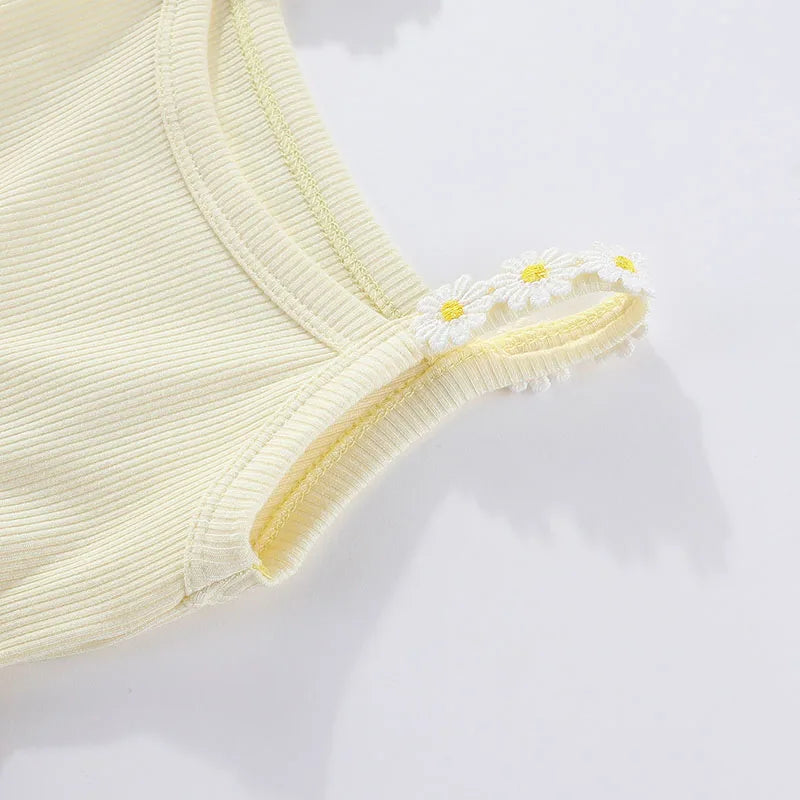 Korean Style Girls' Summer Dress 0-4Y Cute Baby Children's Little Daisy Suspender Mesh Dress Kid's Clothing