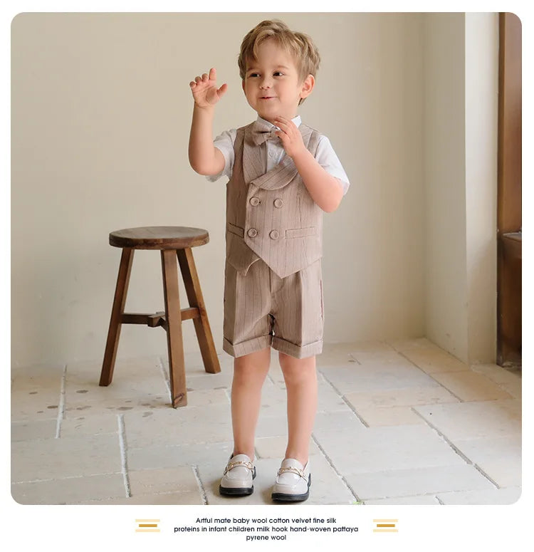 Flower Boys Summer Luxurious Birthday Dress Baby Kids Beaufitul Photograph Suit Children Formal Wedding Performance Tuxedo Wear