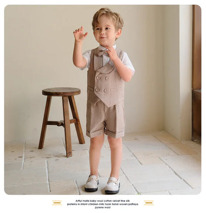 Flower Boys Summer Luxurious Birthday Dress Baby Kids Beaufitul Photograph Suit Children Formal Wedding Performance Tuxedo Wear