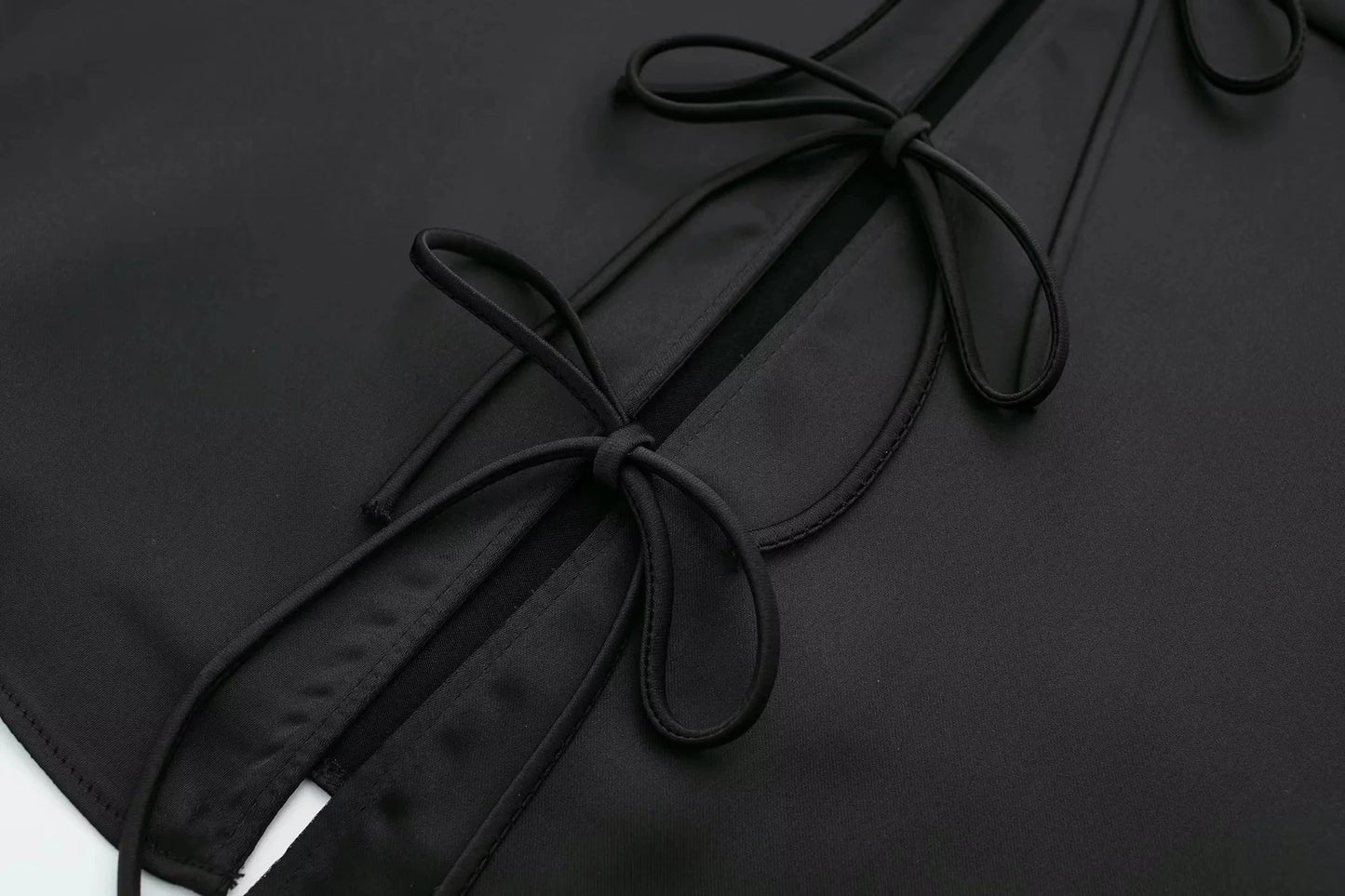 Women Front Bow Tie Top Elegant V Neck Solid Camis Sleeveless Backless Sexy Lady Straps Tanks Y2k Female Slim Crop Tops