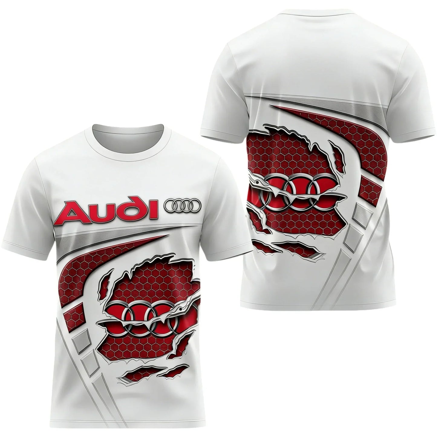 Men's Summer 2026 Best-Selling Audi Logo 3D Printed T-Shirt Comfortable Moisture-Wicking Quick-Drying Short-Sleeved Trendy Top