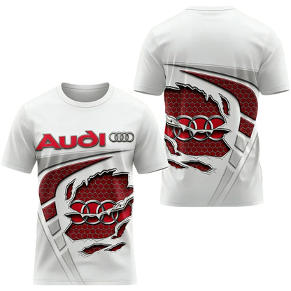 Men's Summer 2026 Best-Selling Audi Logo 3D Printed T-Shirt Comfortable Moisture-Wicking Quick-Drying Short-Sleeved Trendy Top