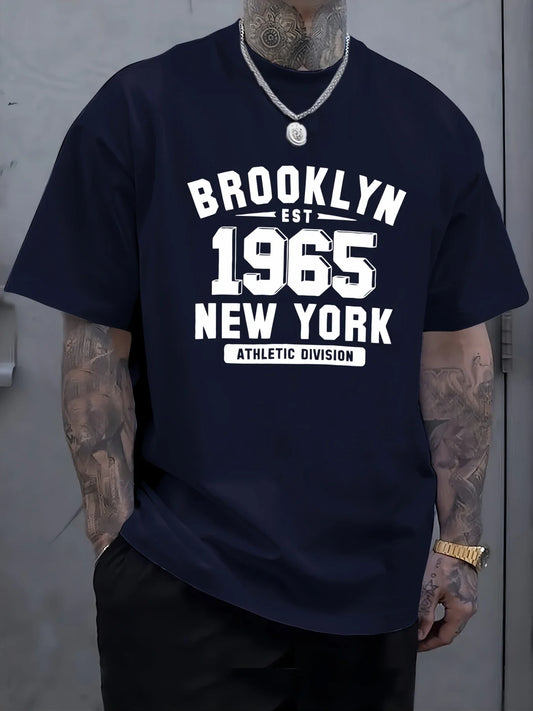 Brooklyn 1965 New York Printing Men T-Shirt Cotton Oversized T Shirt Crewneck Comfortable Clothes Summer Fashion Sportswear