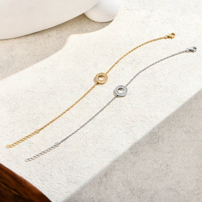 Hollow Circle Moissanite Bracelet for Women 925 Sterling Silver Charm Chain Adjustable Engagement Party Luxury Jewelry