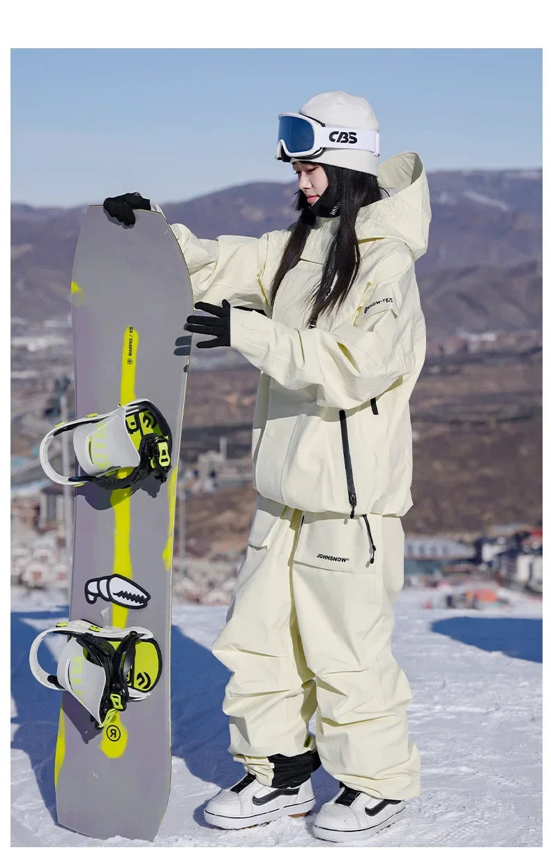 John Snow Winter Ski Suits Men And Women Outdoor Waterproof Breathable Warm Snowboarding Suit Sets Skiing Jacket And Pant