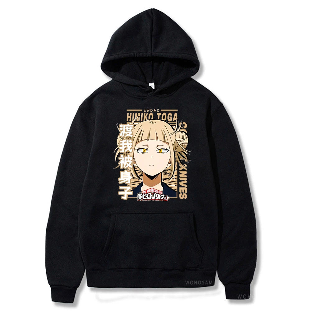 My Hero Academia Kawaii Himiko Toga Women Hoodies Printed Aesthetics Head Poster Manga Harajuku Anime Printed Hooded Sweatshirts
