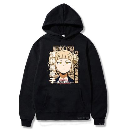My Hero Academia Kawaii Himiko Toga Women Hoodies Printed Aesthetics Head Poster Manga Harajuku Anime Printed Hooded Sweatshirts