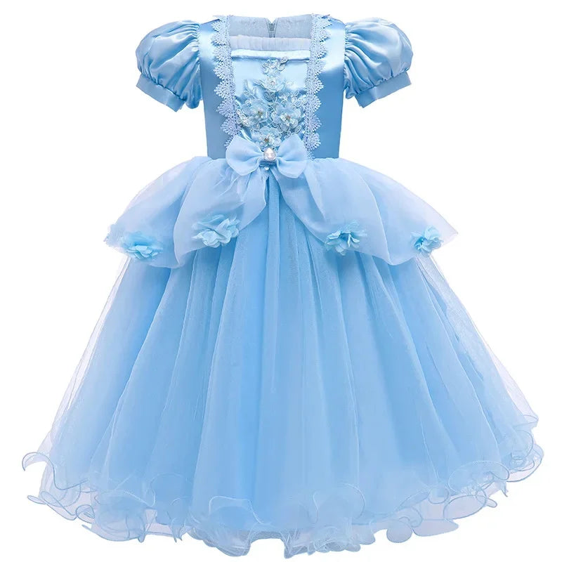 Children's Party Dresses For Girls Elegant Cinderella Princess Dress Kids Girl Butterfly Blue Evening Dress Summer Prom Dress