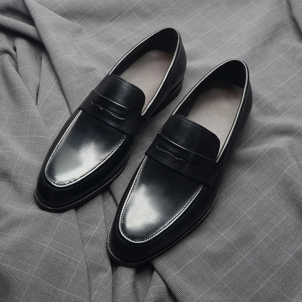 Luxury Brand Slip-On Men's Dress Shoes Genuine Leather Italian Penny Loafers Brown Blue Black Wedding Party Formal Footwear Male