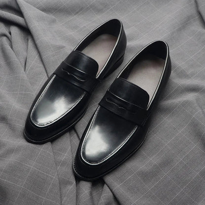 Luxury Brand Slip-On Men's Dress Shoes Genuine Leather Italian Penny Loafers Brown Blue Black Wedding Party Formal Footwear Male
