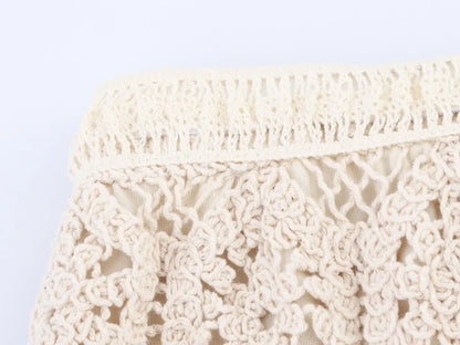 Women's Summer Knitted Boho Fringe Midi Skirt, Lightweight and Breathable, Perfect for Beach Play and Vacation