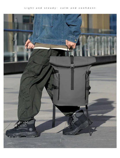 New Shoulder Bag Men's Senior Sense of Business Computer Outdoor Leisure Rolled Edge Travel Backpack Fashion Commuting