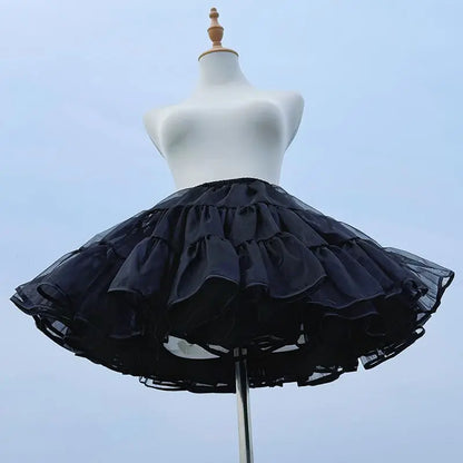 Lolita Boneless Crinoline Petticoat Black Ultra Poof Soft Mesh Short Skirt Flight Heaven Underskirt for Kawaii Style 25-45cm