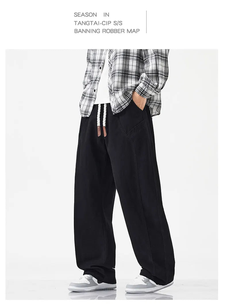 High Quality 100% Cotton Work Pants Men Casual Straight Trousers Y2K Man Plus Size Cargo Pants Fashion Solid Workout Pants