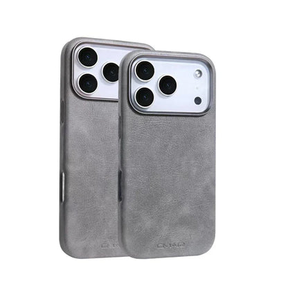 Magnetic Leather Texture MagSafe Phone Case for IPhone 17 16pro Max 15 14 Pro 13 Wireless Charging Alloy Lens Bumper Armor Cover