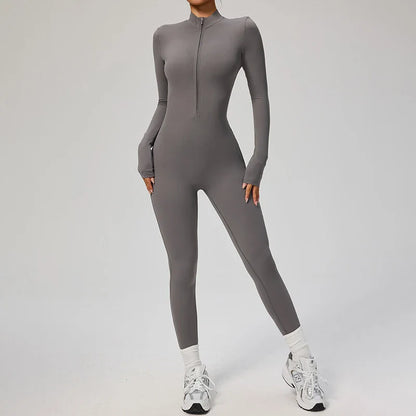 Zipper Jumpsuit Women Quick Dry Clothing Sportswear Woman Gym Yoga Sport Sets Spandex Nylon Workout Sets Women Tracksuit
