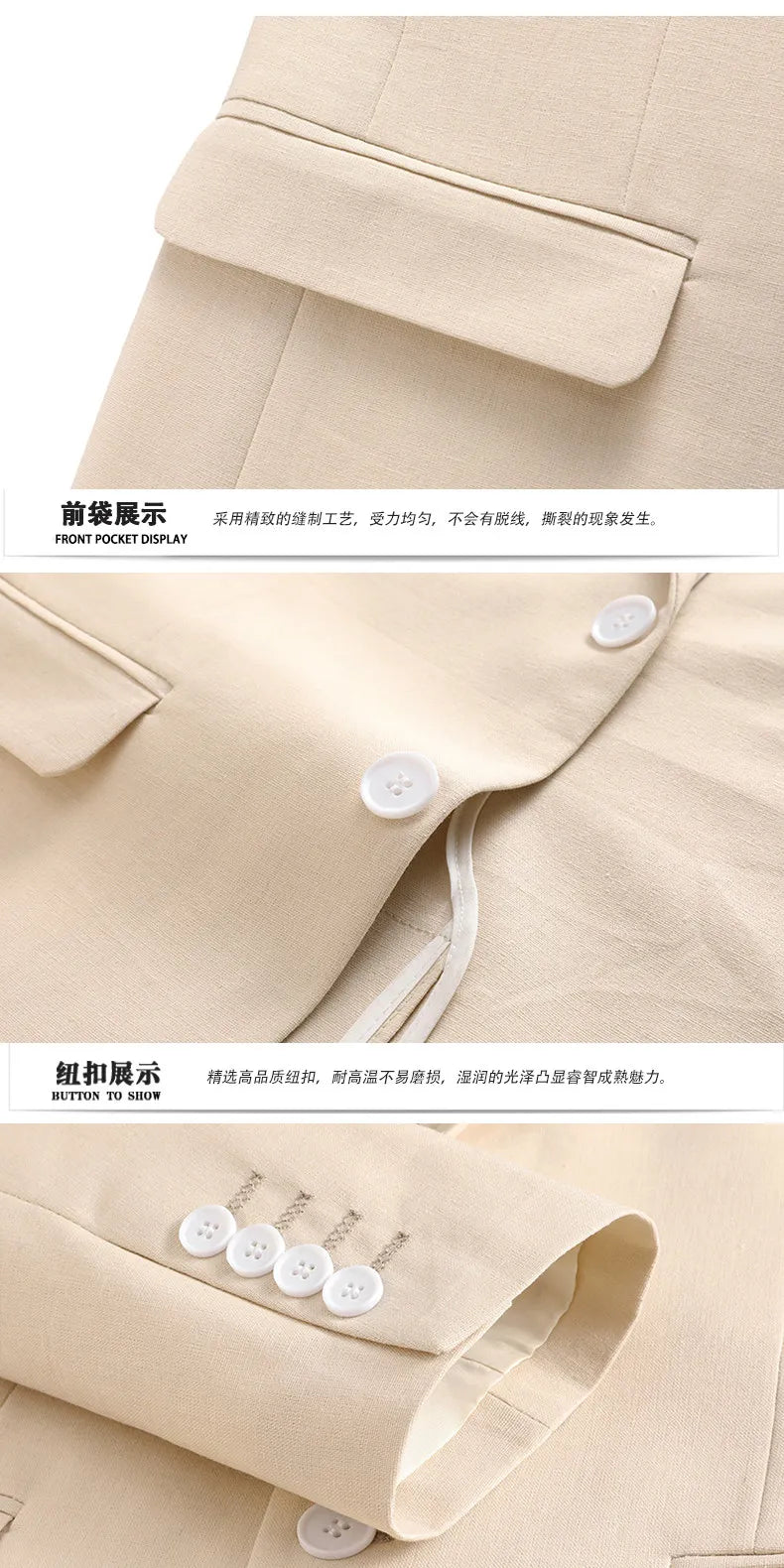 Men's Linen Half Lined 2 Piece Suit Set Lightweight Breathable Blazer & Pants for Spring Summer, Formal Business Wedding
