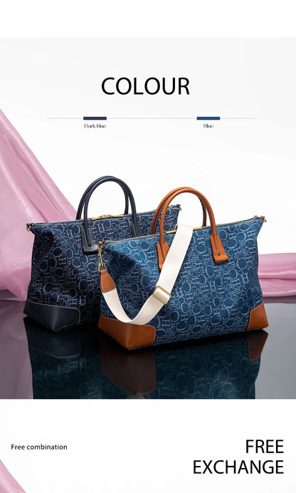 Women's Travel Bag 2025 New Cowboy Splicing Design Tote Bag Women's Large Capacity Crossbody Bag