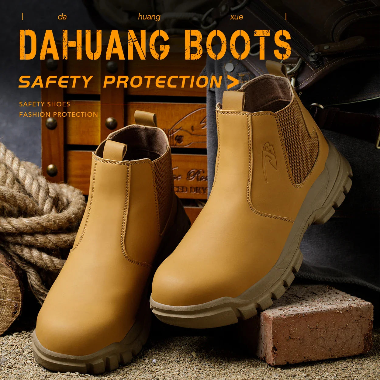 Quality Men Work Boots Anti-smash Anti-puncture Safety Shoes Chelsea Boots Anti-scald Welding Shoes Indestructible Men Boots