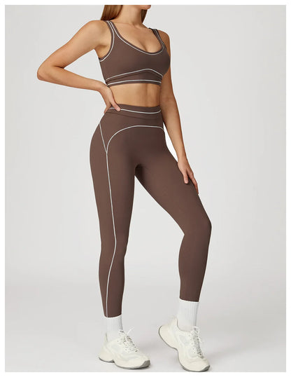 Nylon Yoga Set Women's Tracksuit Gym Push Up Set Woman 2 Pieces Leggings Sports Bra Breathable Sportwear Woman Clothes