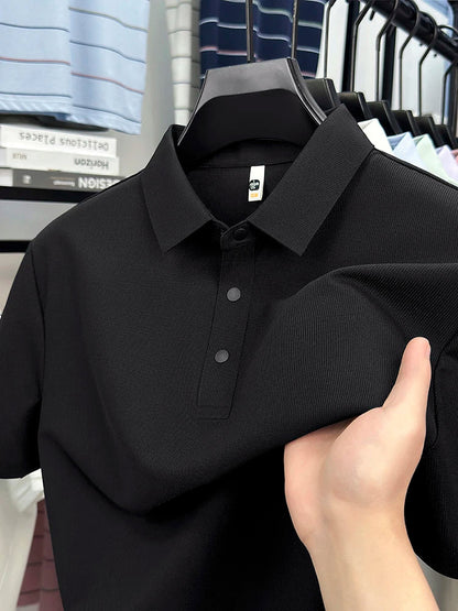 2025 Men's Sporty Polo Waffle Shirt | Moisture-Wicking Golf Tennis Top Sizes S-5XL, Snap Buttons, 7A Antibacterial High Quality