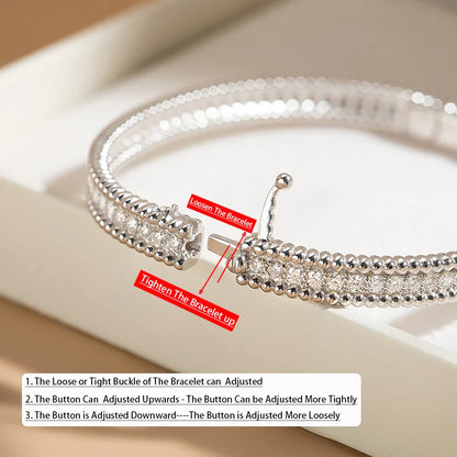 2mm D Moissanite Bangle Women Gift Solid 925 Silver Bracelet Sparkling Lab Diamond Hand Circles Joker Fold Wear Jewelry