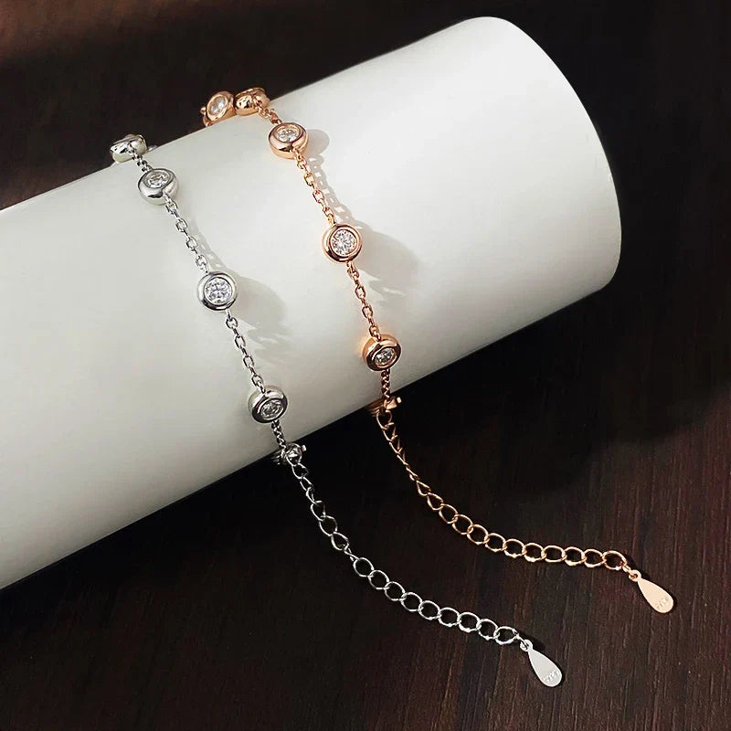 3mm D Color Moissanite Bracelets for Women 14-21cm Adjustable Chain GRA Certified s925 Sterling Silver Bubble Bracelet