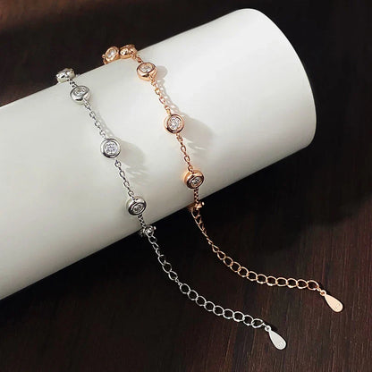 3mm D Color Moissanite Bracelets for Women 14-21cm Adjustable Chain GRA Certified s925 Sterling Silver Bubble Bracelet