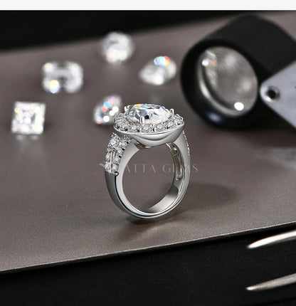 6CT Moissanite Rings D VVS1 Pear Cut Lab Diamond 925 Silver 18K Gold Plated Luxury Engagement Wedding Jewelry for Women