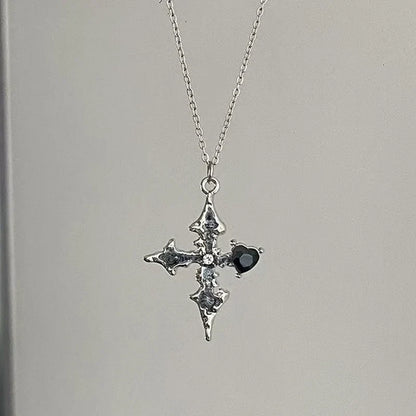 Black Rhinestone Cross Jesus Pendant Choker Necklace for Women Punk Vintage Double Layers Chain Boho Jewelry Fashion Party Gifts