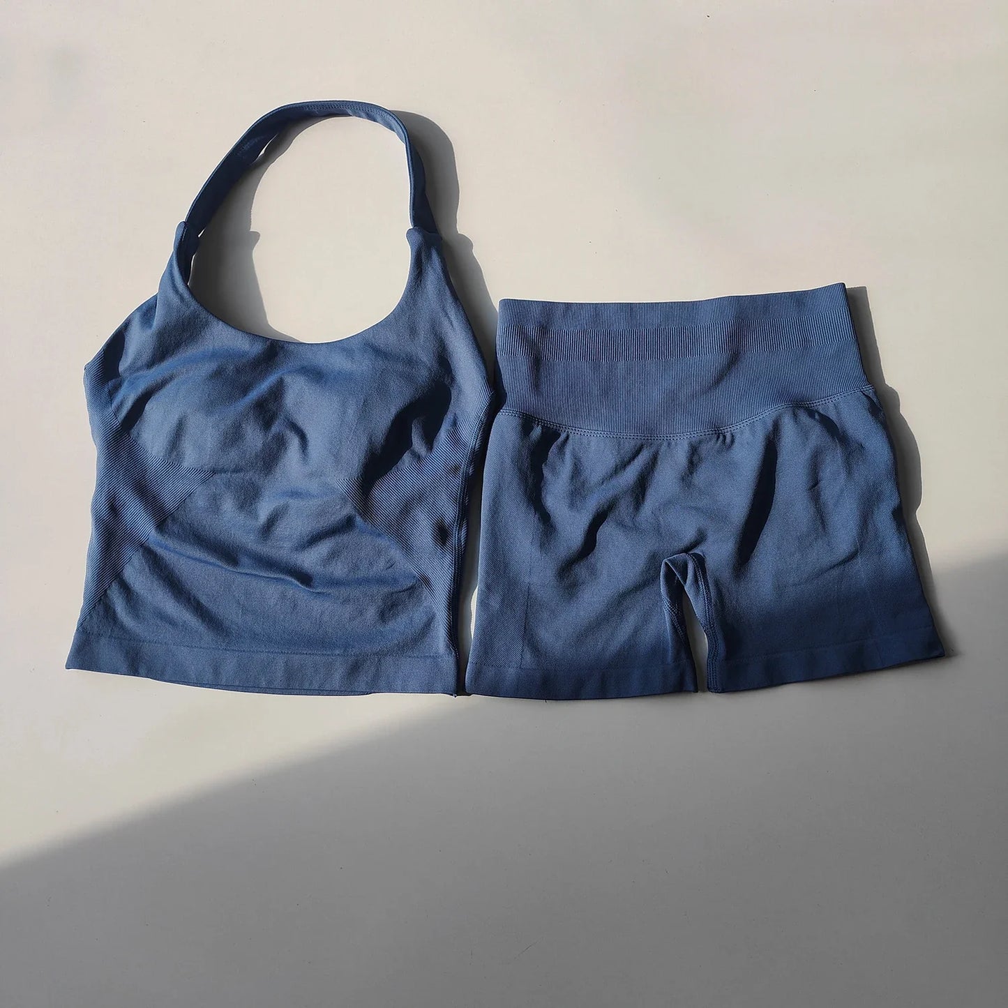 Sexy Halter Neck Beautiful Back High Waist Peach Sports Bras Shorts Suit Pilates Gathering Yoga Vest Training Fitness Bra Sets