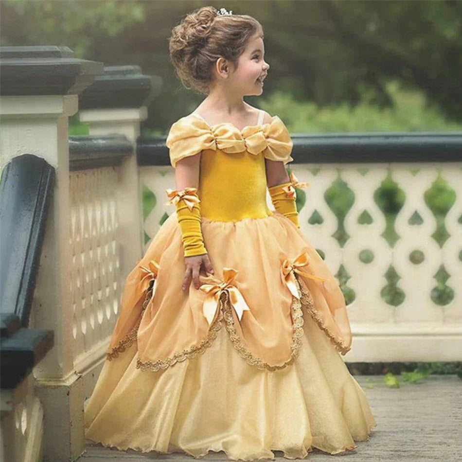 2025 Belle Costume for Girl Carnival Party Princess Dress Children Deluxe Beauty Ball Gown Kids Anna Belle Cosplay Elegant Dress