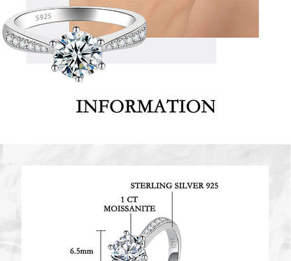 0.5-3CT Moissanite Ring For Women S925 Pure Silver Sparkling Engagement Ring Wedding High-end Jewelry