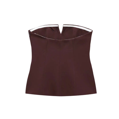 Spring Summer Women Strapless Crop 2025 Tops Basic Sleeveless Office Lady Tops Trend Street Classic Solid Tube Tops