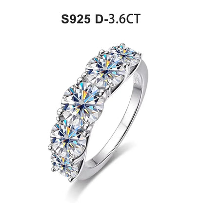 5 Stones 3.6CT D Color Moissanite Rings for Women Sparkling Diamonds with Certificates 925 Sterling Sliver Wedding Ring