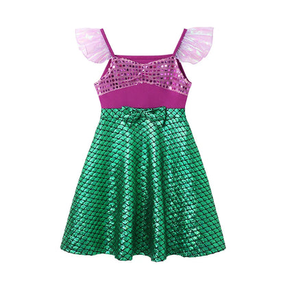Summer Mermaid Dress Girls Kids Cosplay Dresses Princess Costume Perform Clothes Birthday Party Halloween Clothing